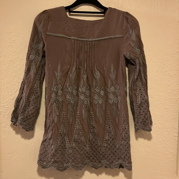 SUNDANCE: Brown Embroidered Tunic M - Picture 7 of 9